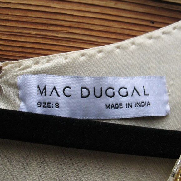 Mac Duggal 5915 Womens Nude Gold SEQUINED V-NECK GOWN  Dress WITH CAPE SLEEVES - Picture 13 of 14